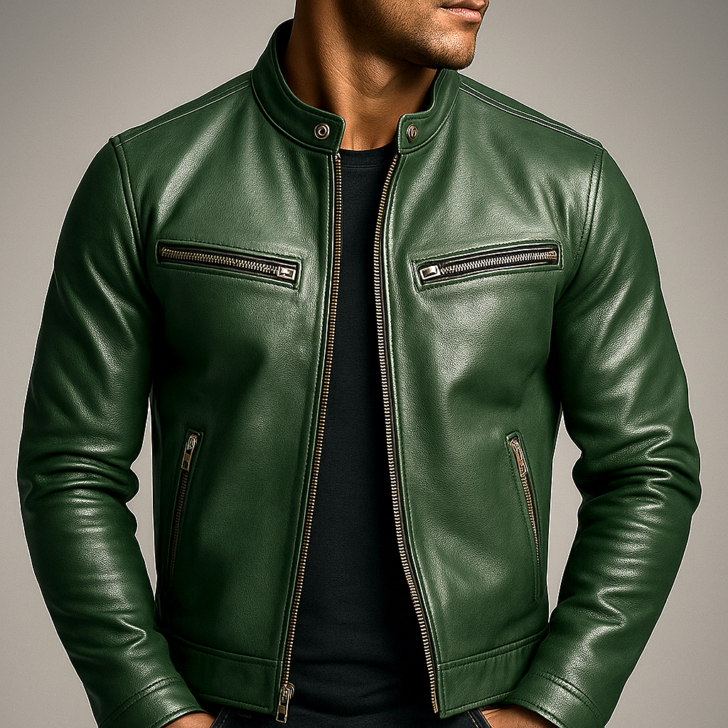 RECIO | Giacca vintage in pelle con cerniera
