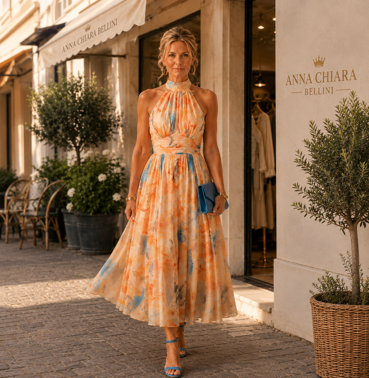 Antonia | Abito midi con scollo all'americana