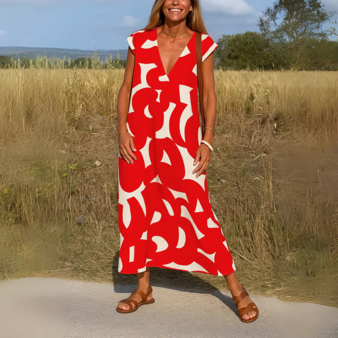 Olivia - Vestito Comodo ed Elegante con Stampa Astratta