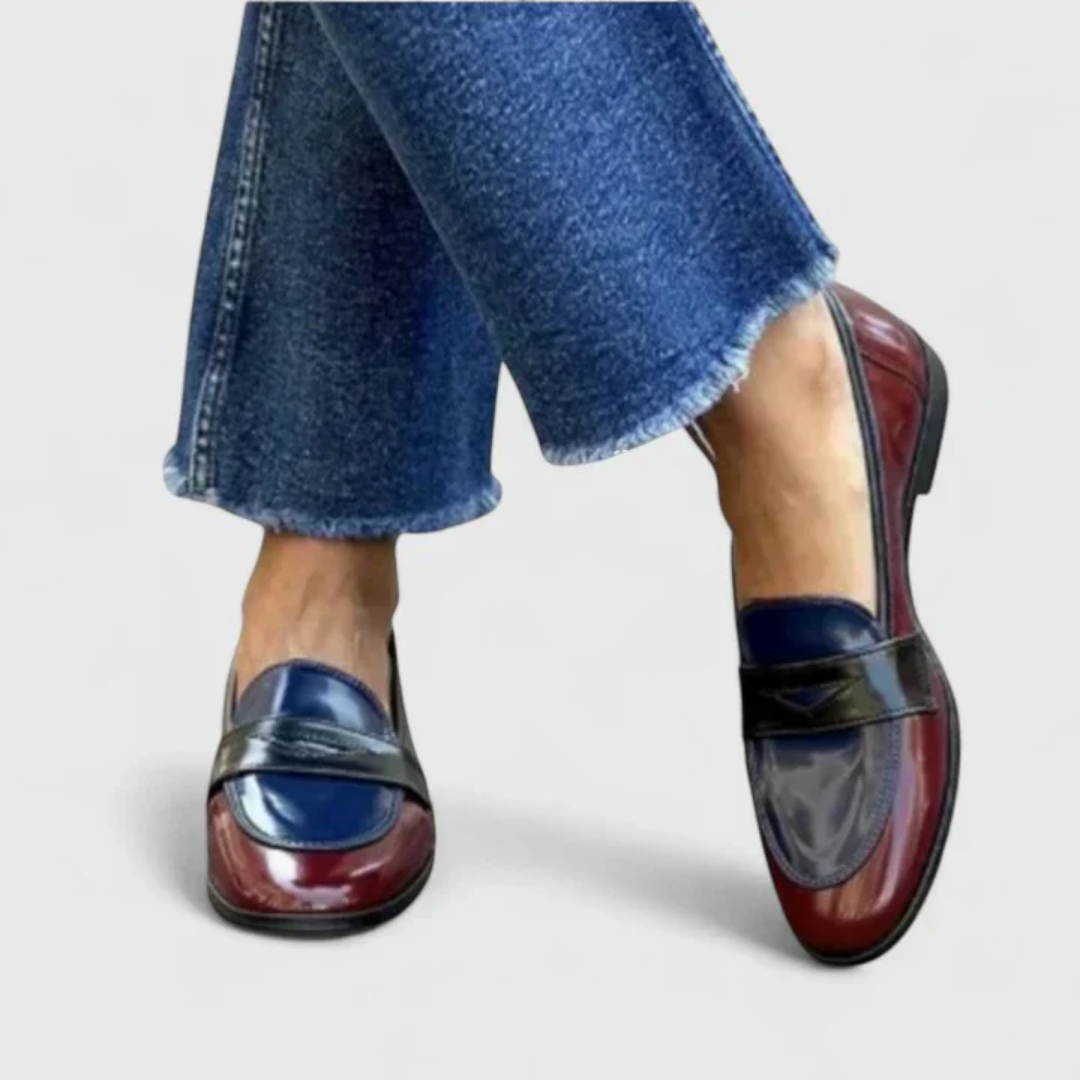 MARLEEN | Mocassino blu navy con tacco basso