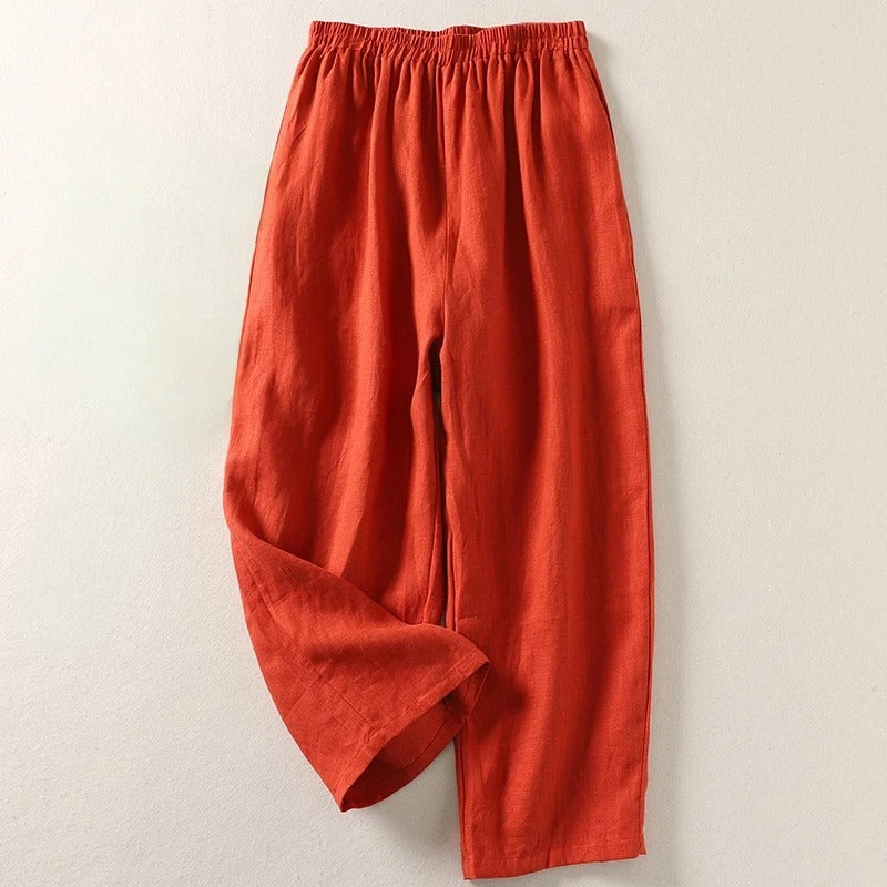 Amalia™ - Pantaloni fluidi in cotone e lino