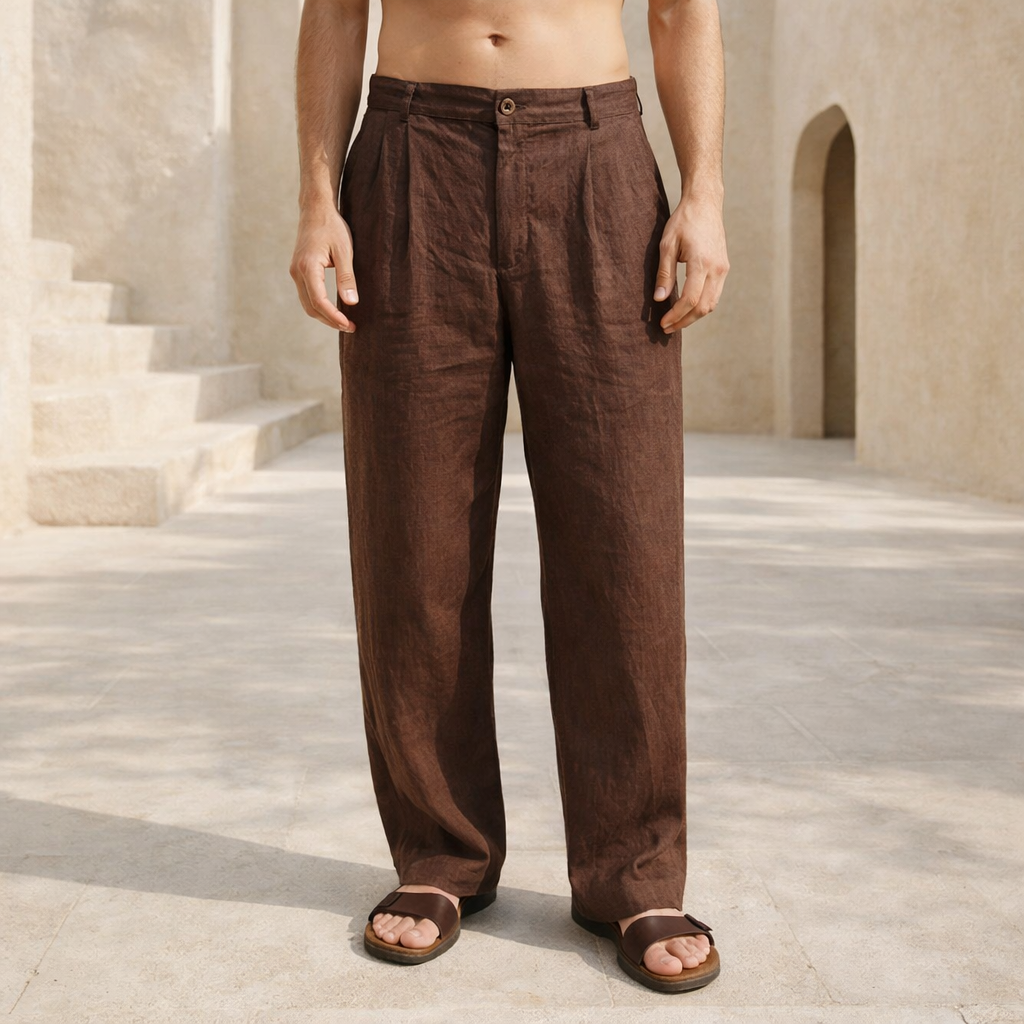 LUCIANO | Pantaloni in lino ampi
