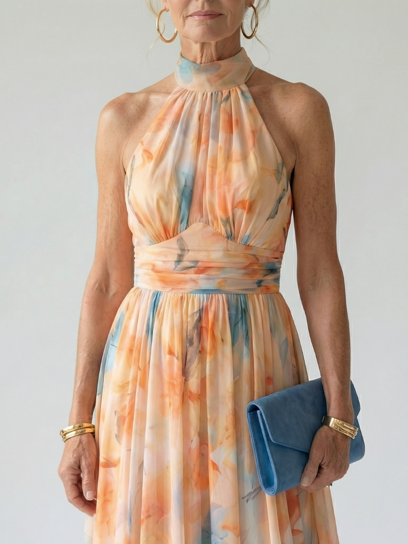 Elena | Abito midi scollo all'americana