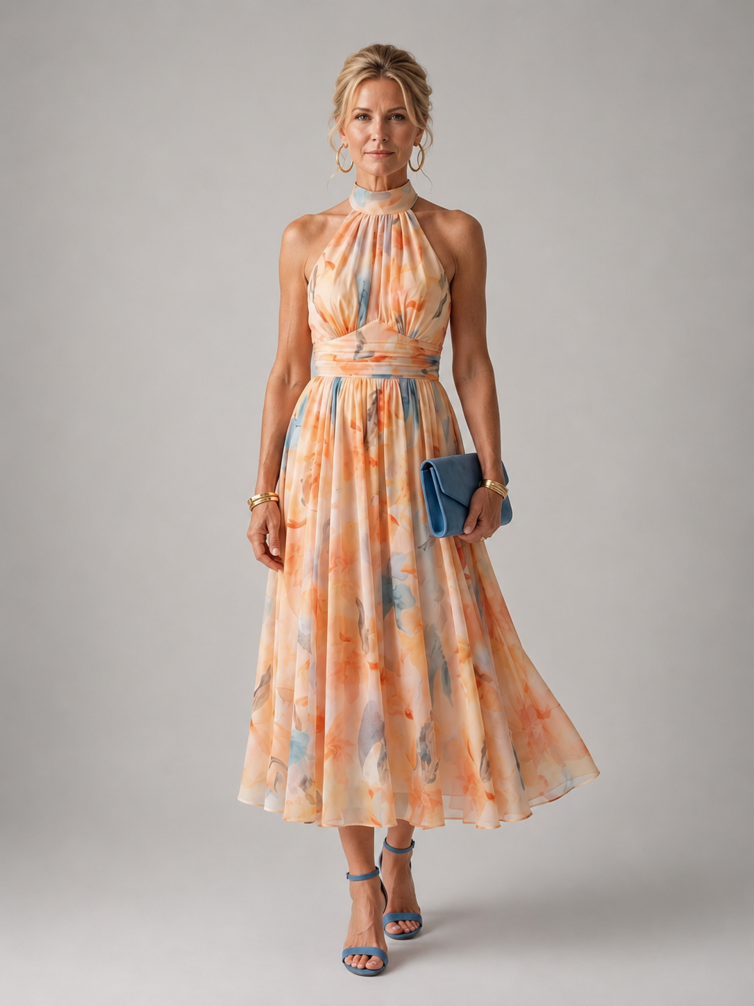 Antonia | Abito midi con scollo all'americana