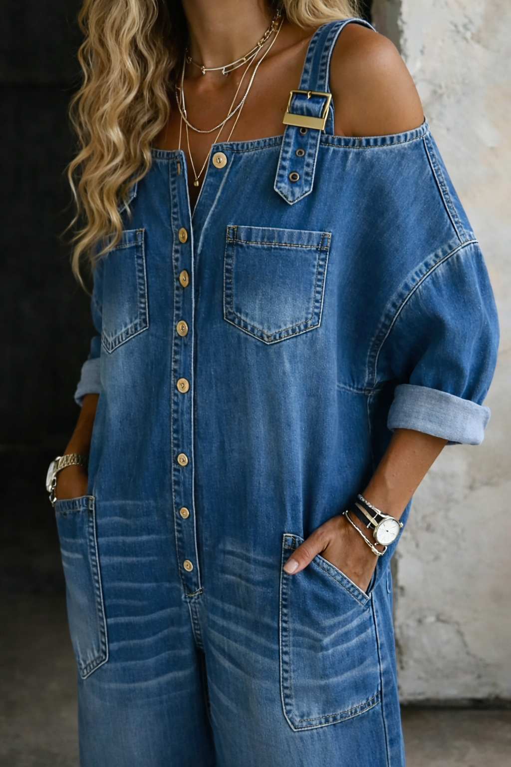 Sophia™ | Salopette in denim con spalle scoperte