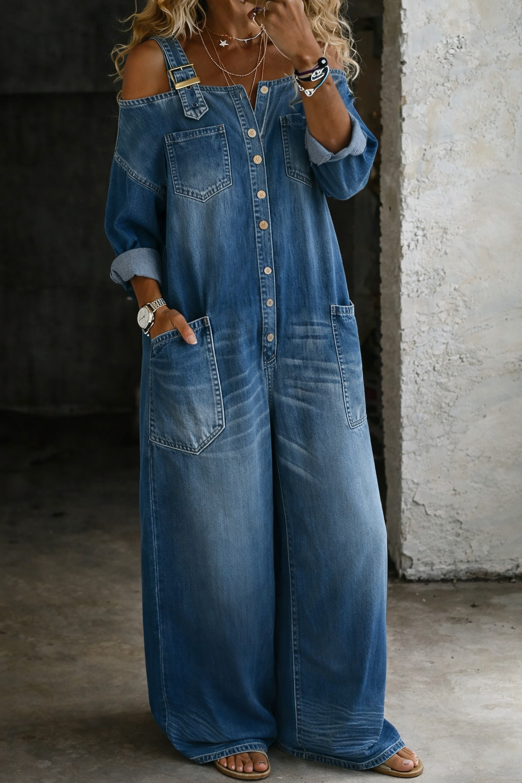 Sophia™ | Salopette in denim con spalle scoperte