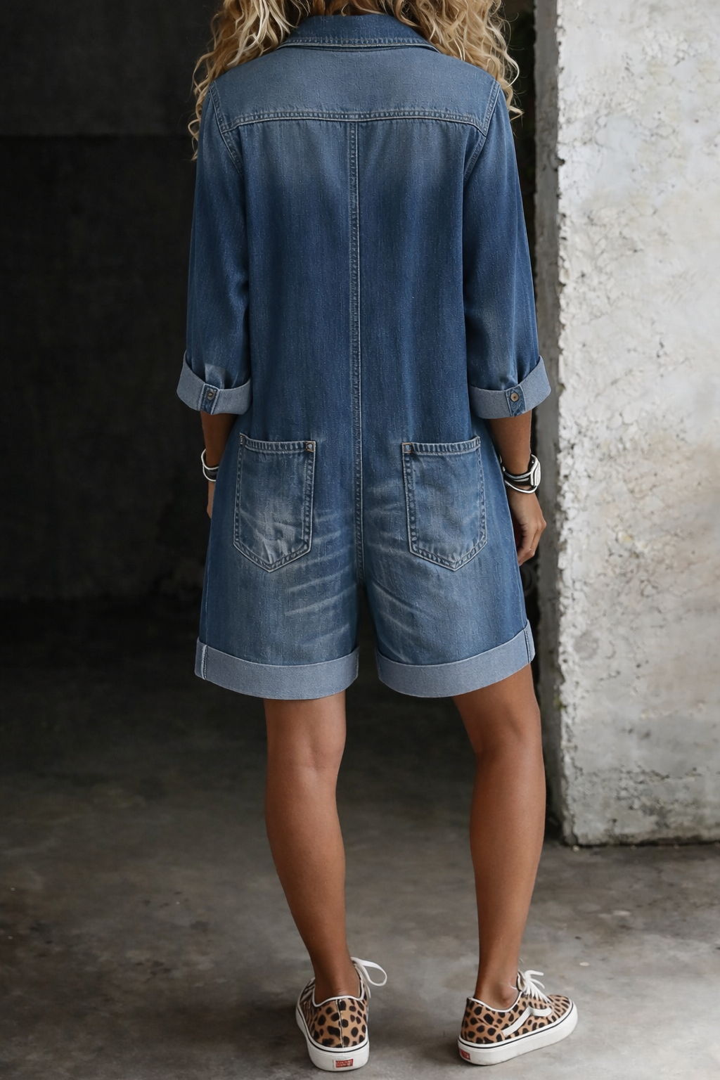 Nora | Tuta casual in denim con shorts