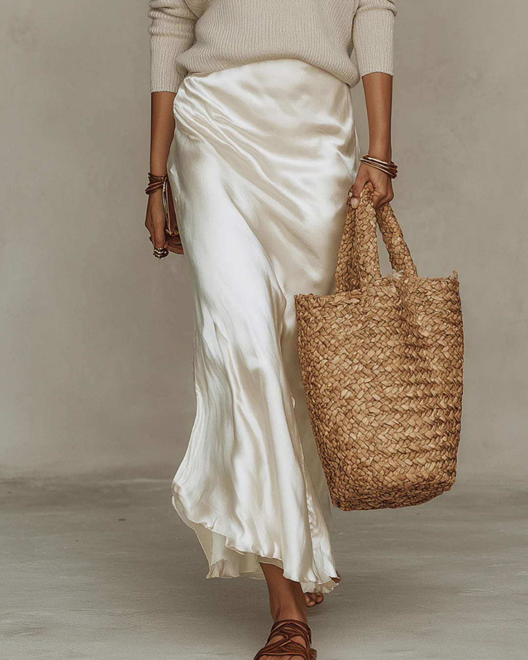 Elena™ | Abito midi in raso con maglia inclusa