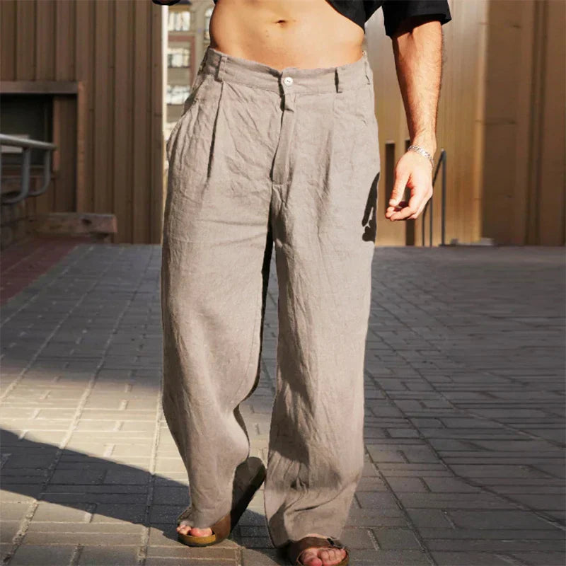 LUCIANO | Pantaloni in lino ampi