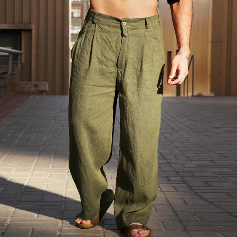 LUCIANO | Pantaloni in lino ampi