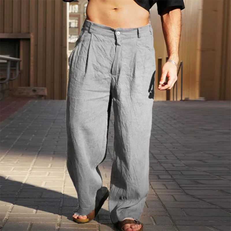 LUCIANO | Pantaloni in lino ampi