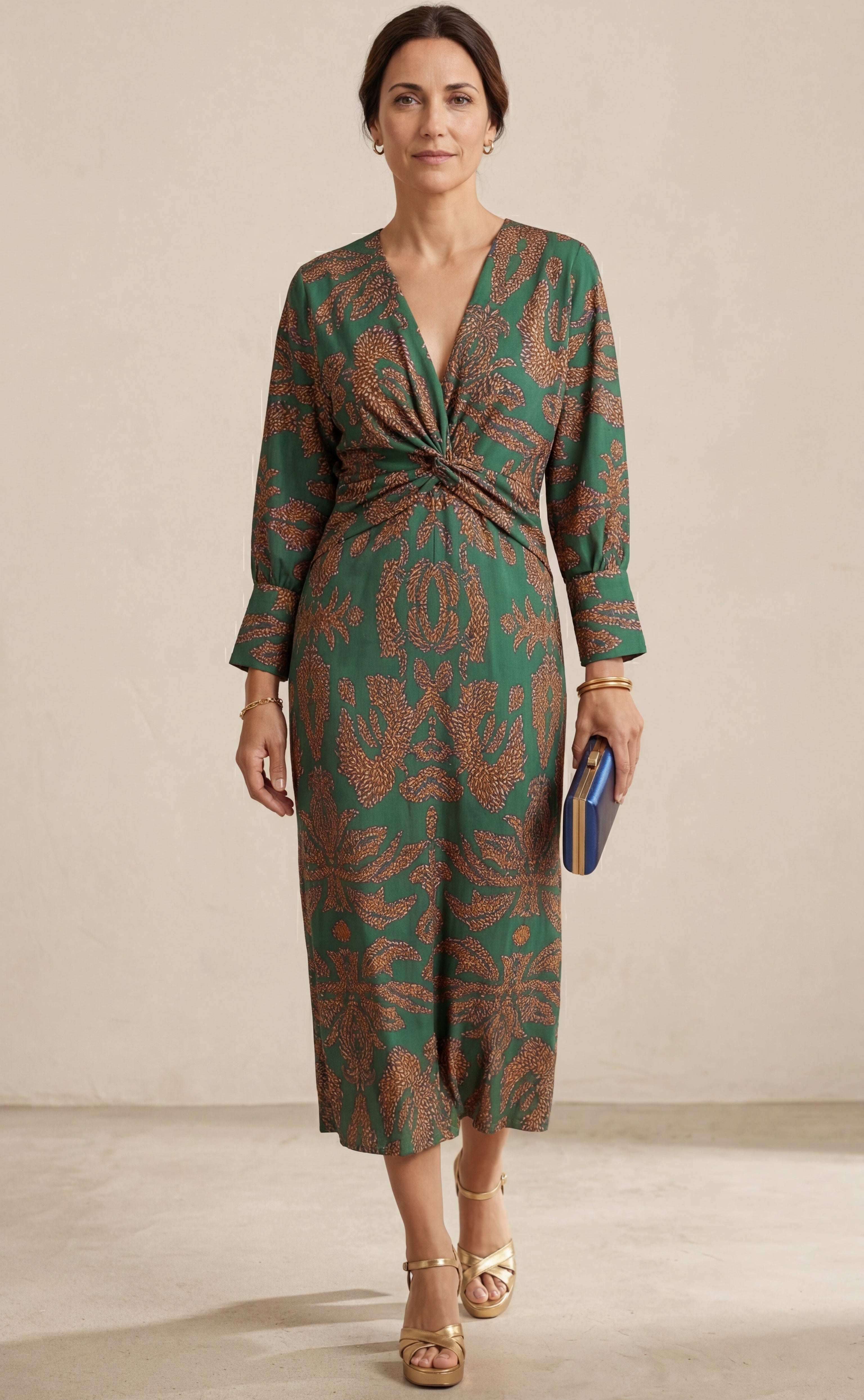 Isadora™ – Abito Midi Elegante con Stampa dal Fascino Intramontabile