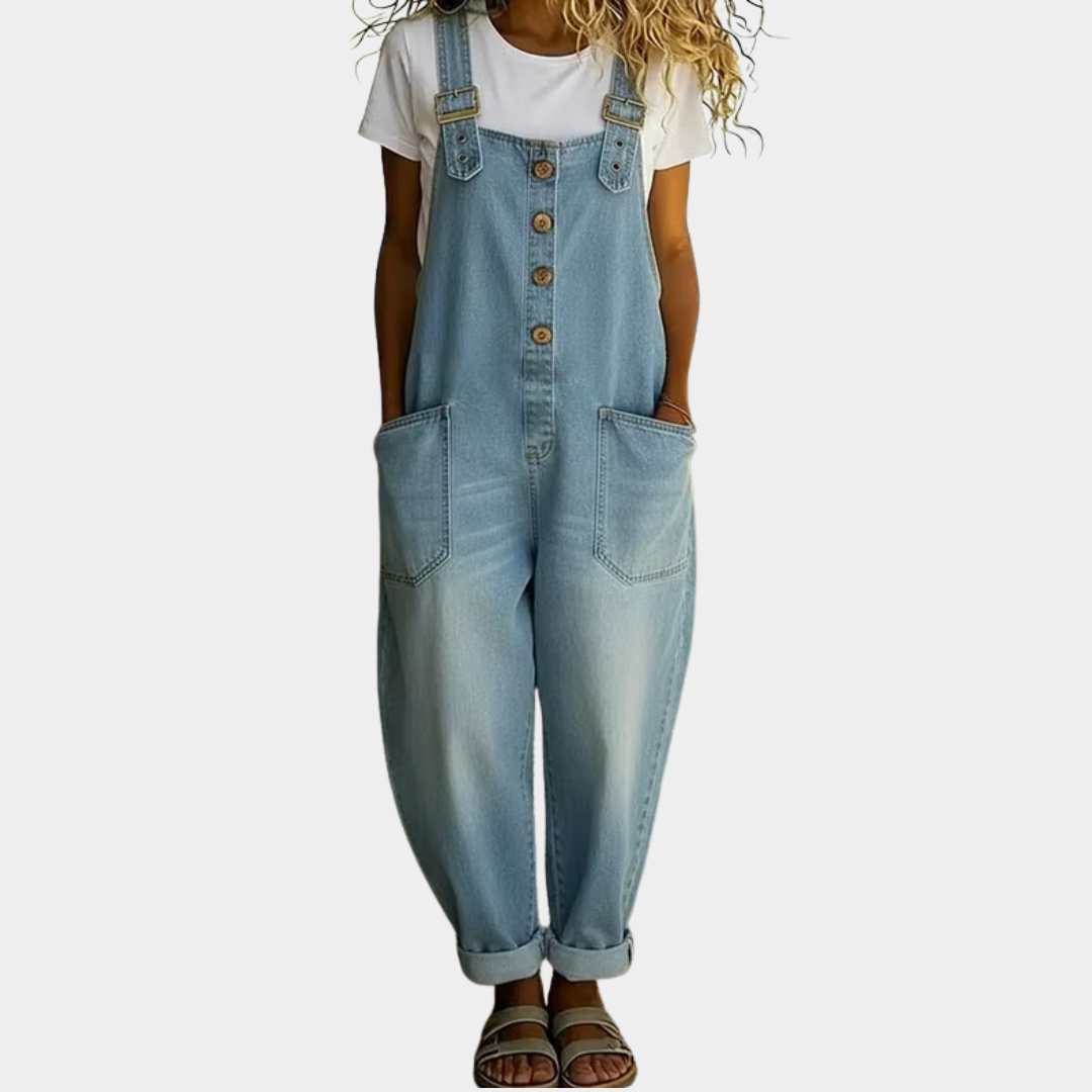 Saylor | Salopette effetto vintage in morbido denim con spalline regolabili