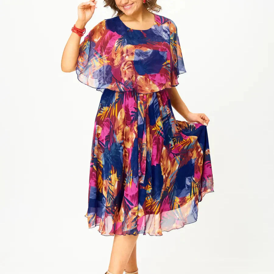 Barbara | Vestido de gasa fluido de talla grande con caída ligera