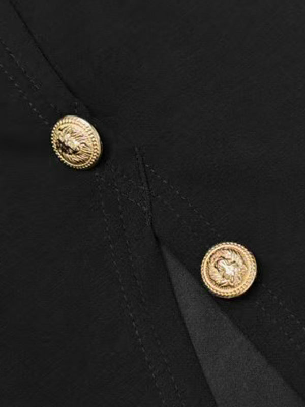 Abito Maxi Elegante con Bottoni Laterali