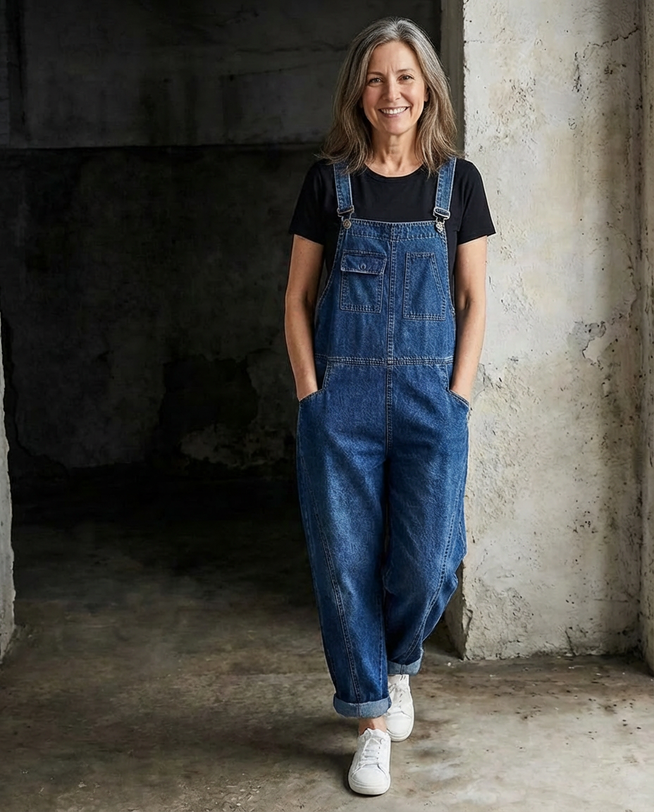 Jade | Salopette di jeans con spalline larghe