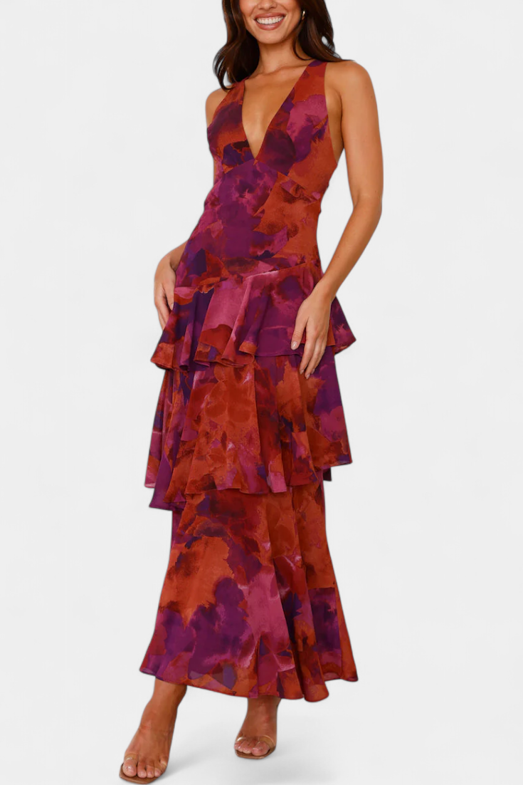 Domenica | Vestito in chiffon scollato a V