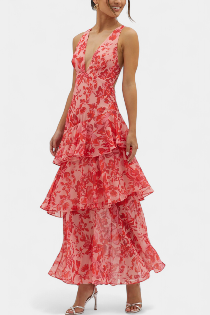 Domenica | Vestito in chiffon scollato a V