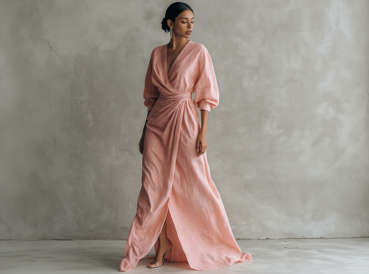 Vestito lungo in lino minimalista