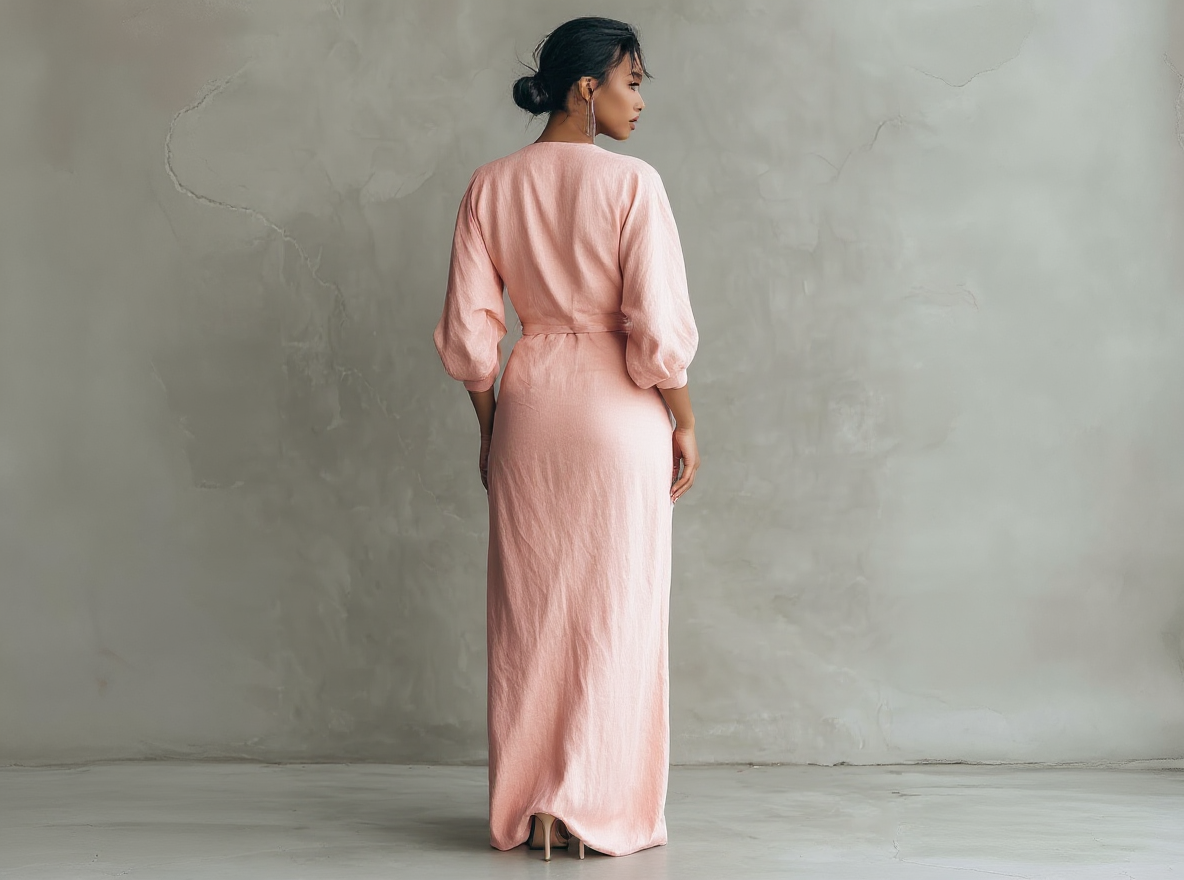 Vestito lungo in lino minimalista