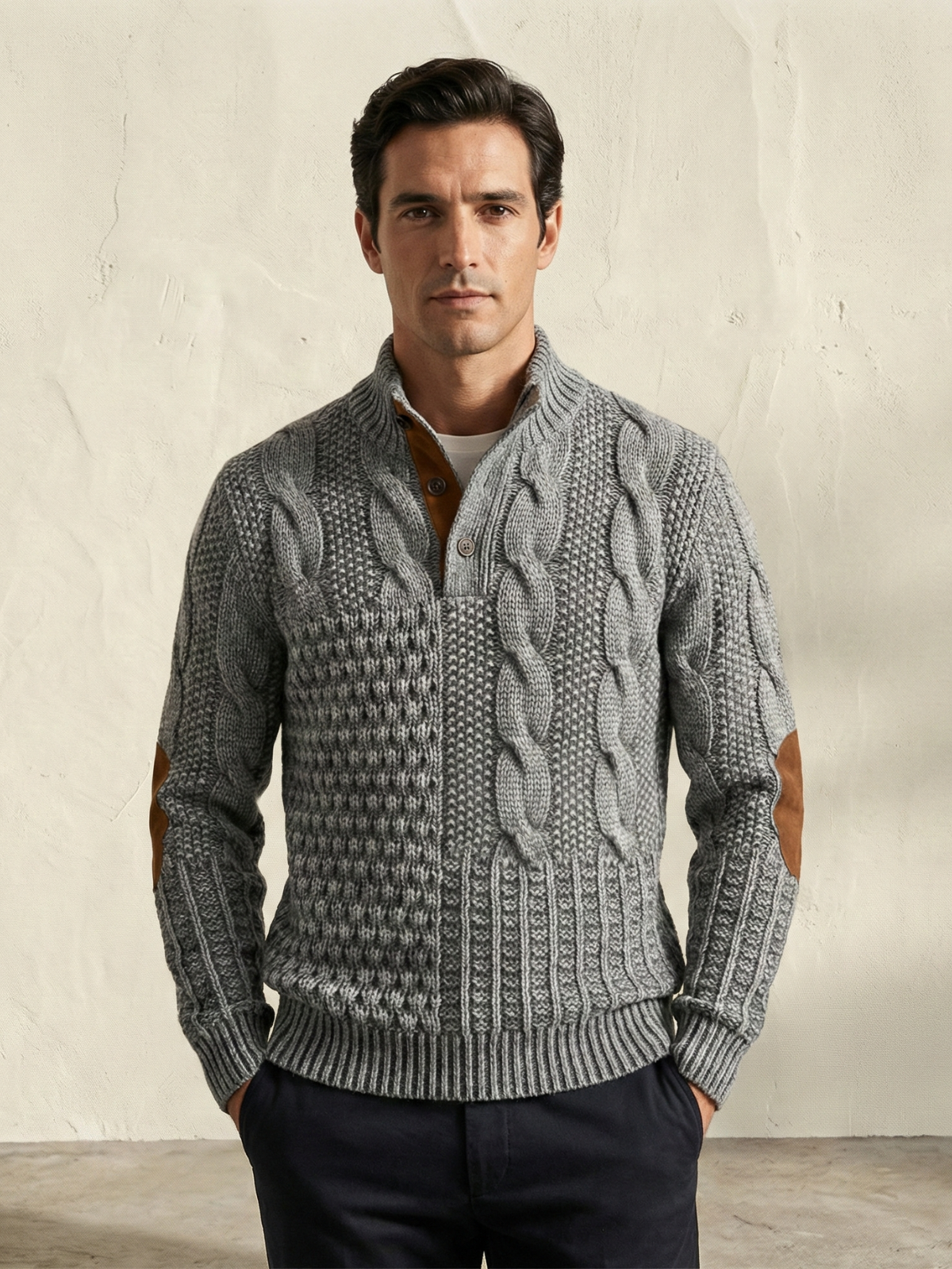 FÉNIX | Maglione patchwork in maglia a trecce