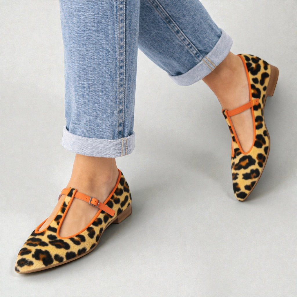 Lulu | Mocassini leopardati con cinturino a T