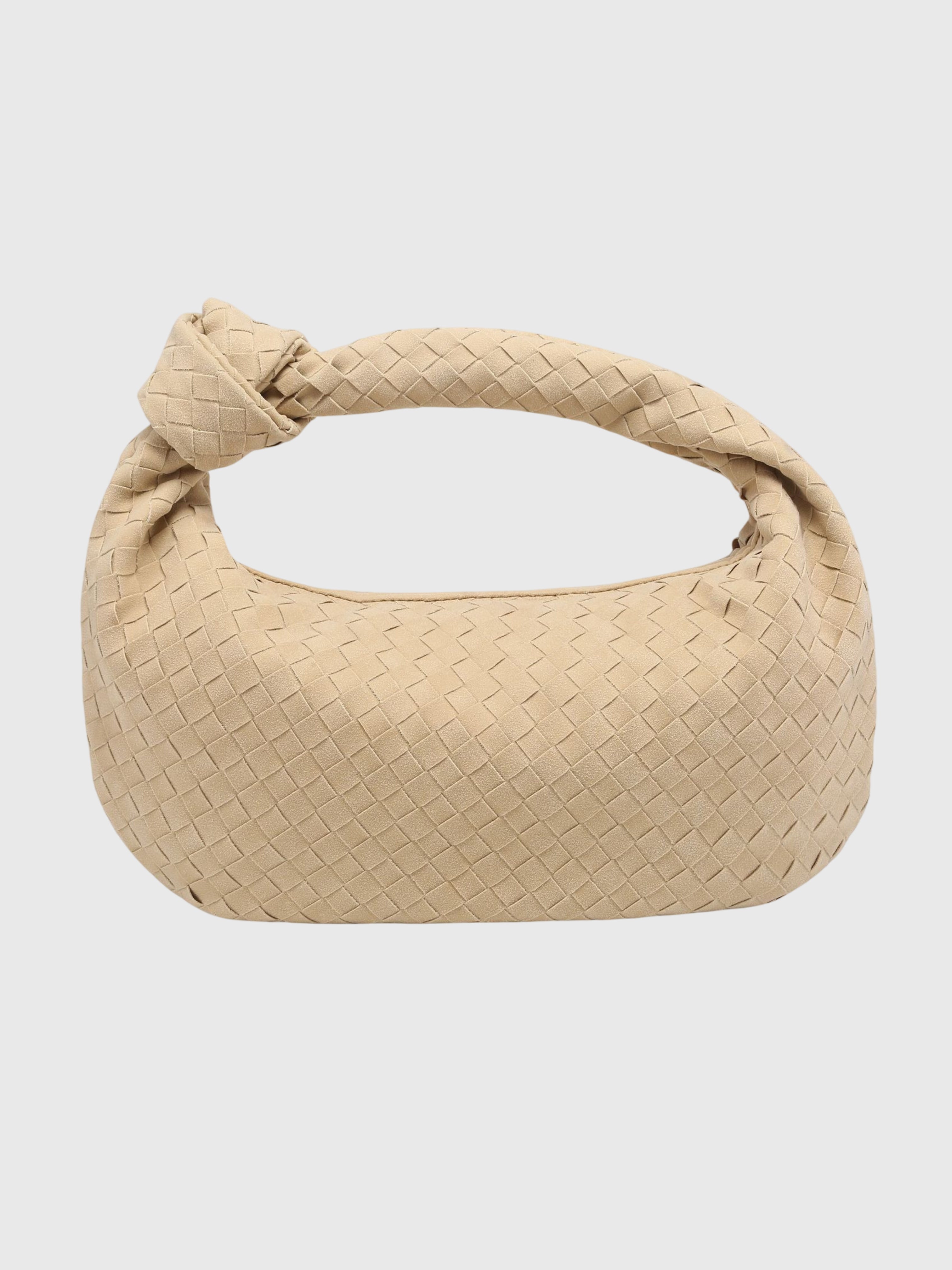 Celeste | Borsa Media Suede Intrecciata con Nodo