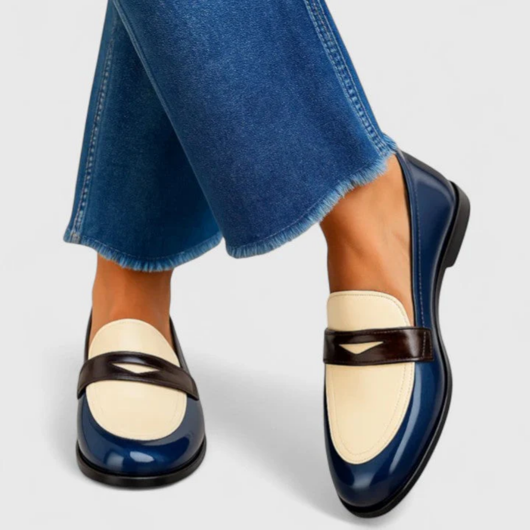 MARLEEN | Mocassino blu navy con tacco basso