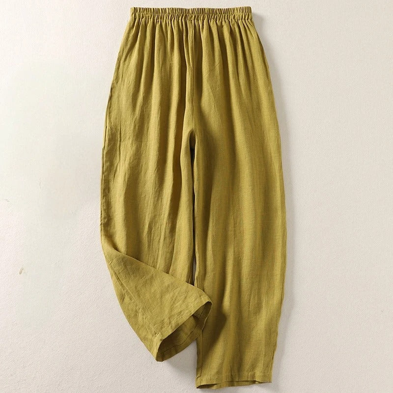 Amalia™ - Pantaloni fluidi in cotone e lino