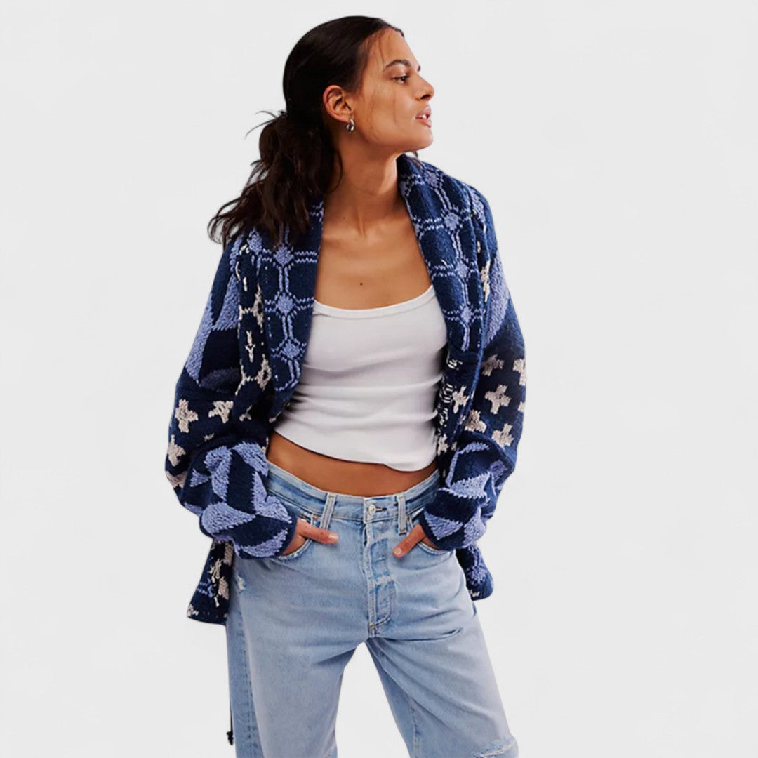 Portia – Cardigan Vintage Oversize con Colletto Button-Down