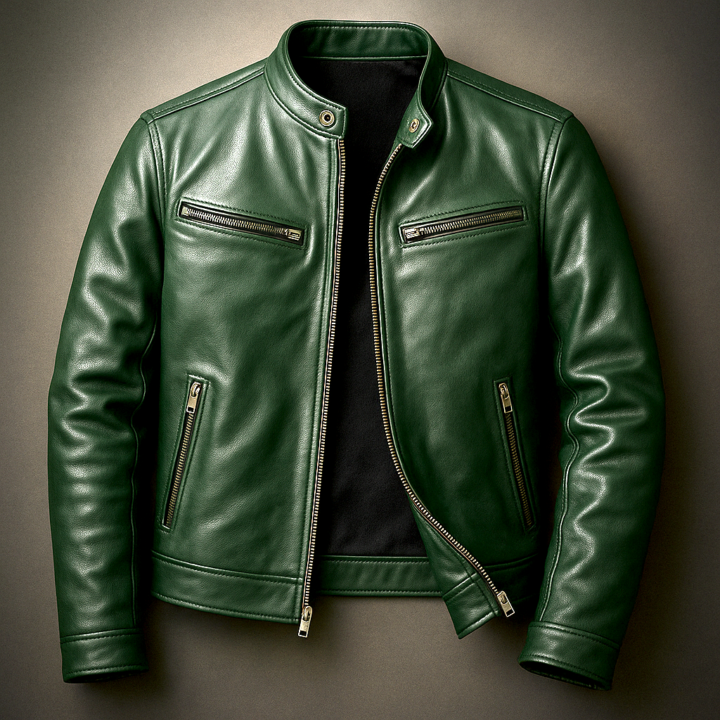 RECIO | Giacca vintage in pelle con cerniera