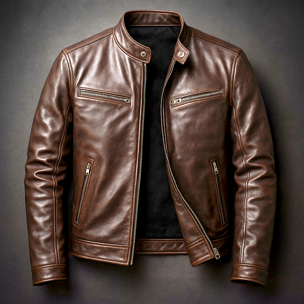 RECIO | Giacca vintage in pelle con cerniera