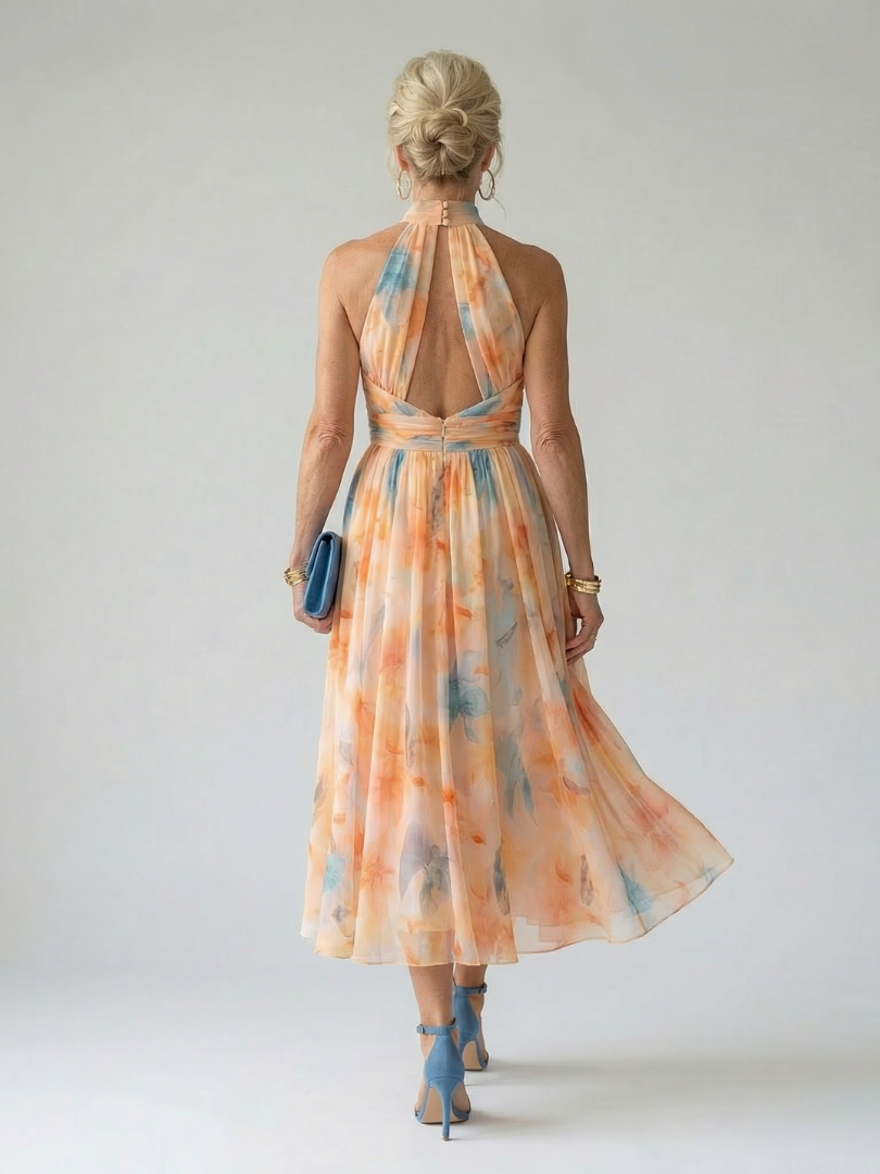 Elena | Abito midi scollo all'americana