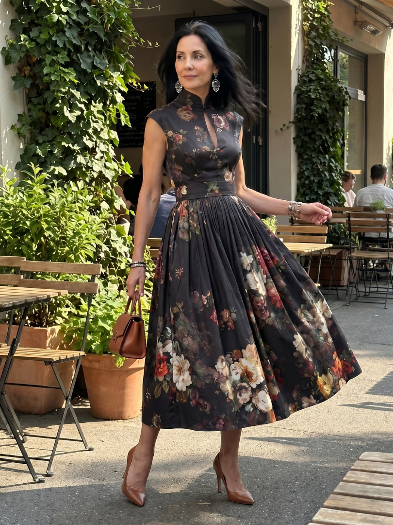 Mónica | Abito midi plissettato floreale