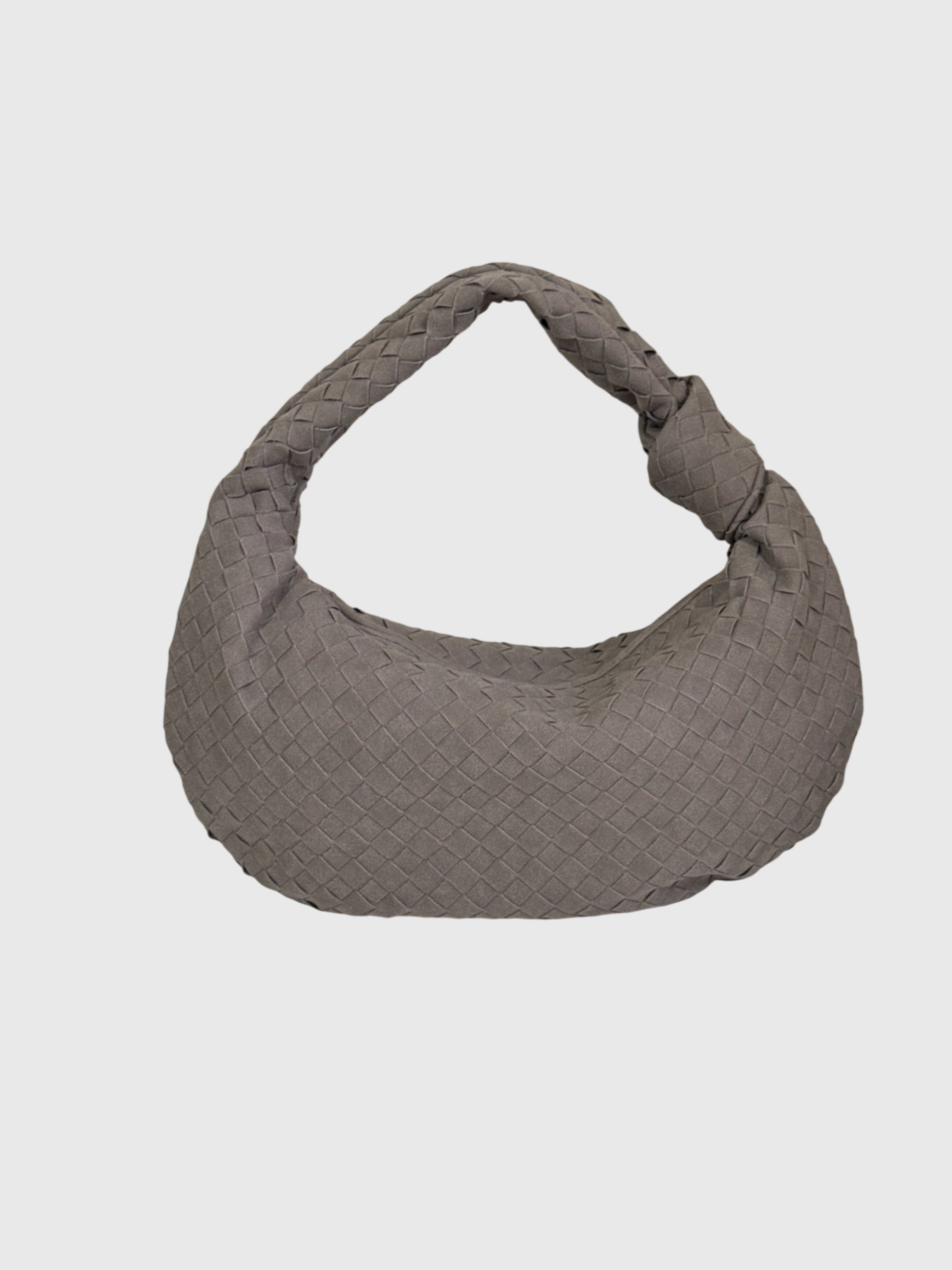 Celeste | Borsa Media Suede Intrecciata con Nodo