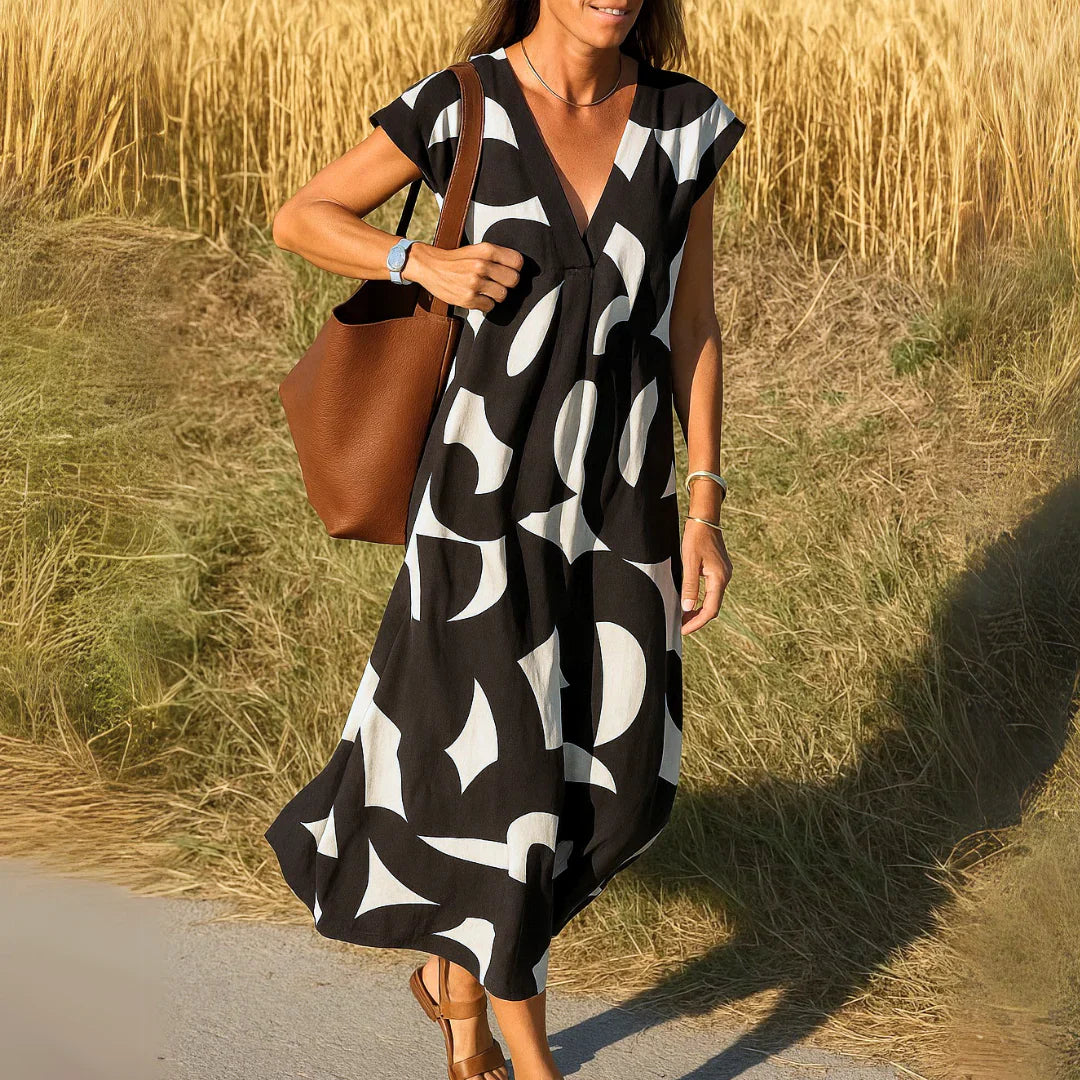 Olivia - Vestito Comodo ed Elegante con Stampa Astratta