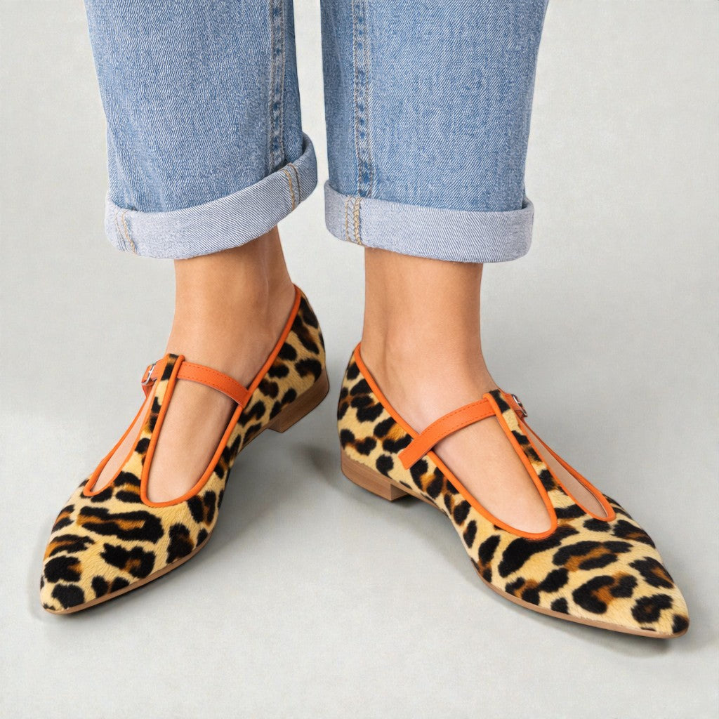 Lulu | Mocassini leopardati con cinturino a T