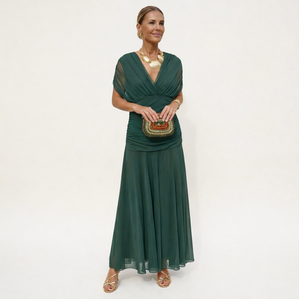 Velora™ | Abito Floreale Lungo con Scollo a V