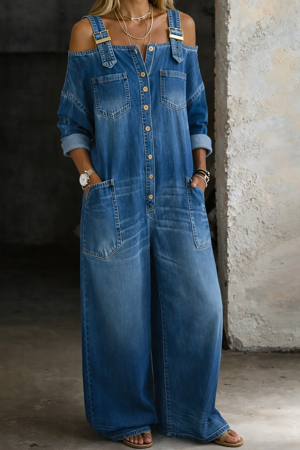 Sophia™ | Salopette in denim con spalle scoperte
