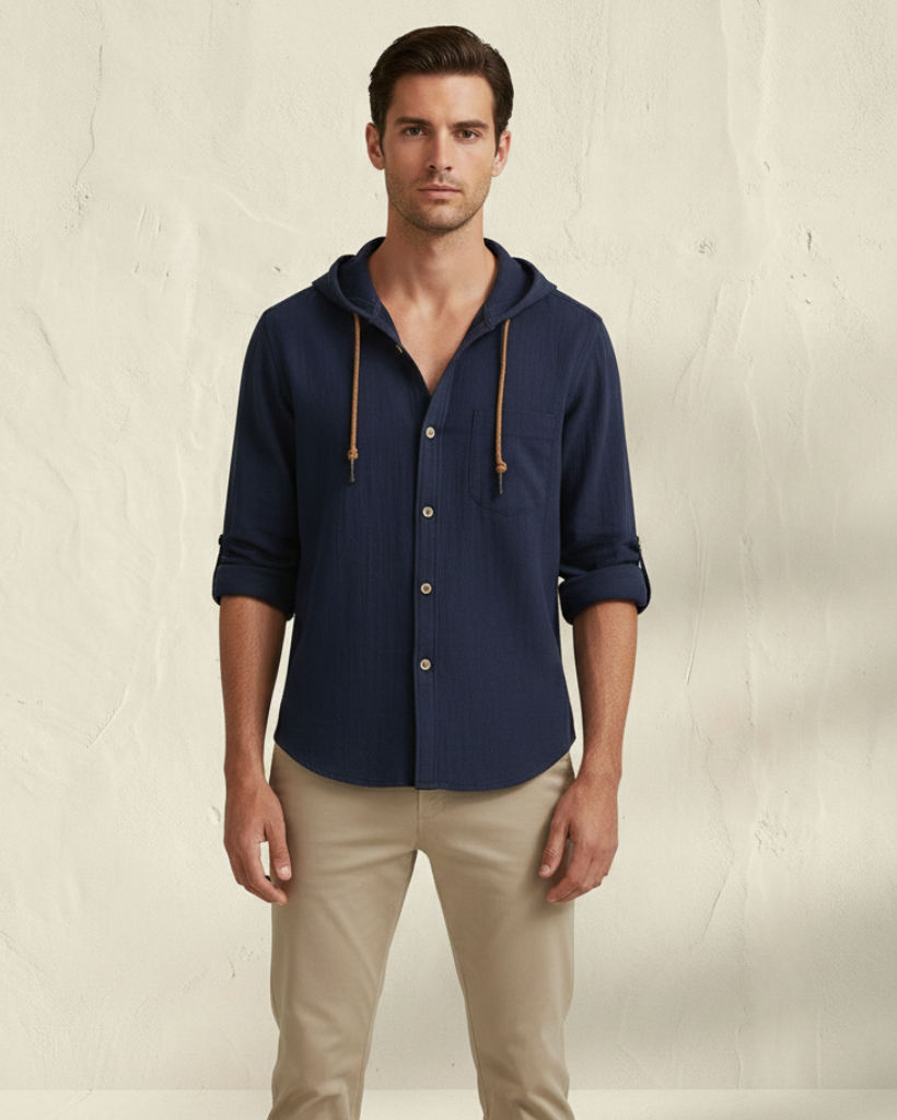 LORENZ | Camicia con cappuccio in cotone