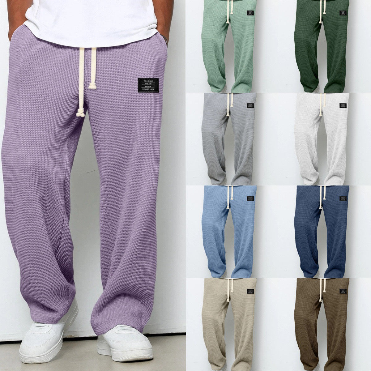 Lorenzo | Pantaloni Larghi con Tessuto a Nido d'Ape