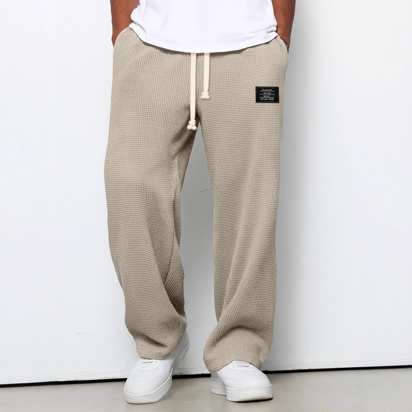 Lorenzo | Pantaloni Larghi con Tessuto a Nido d'Ape