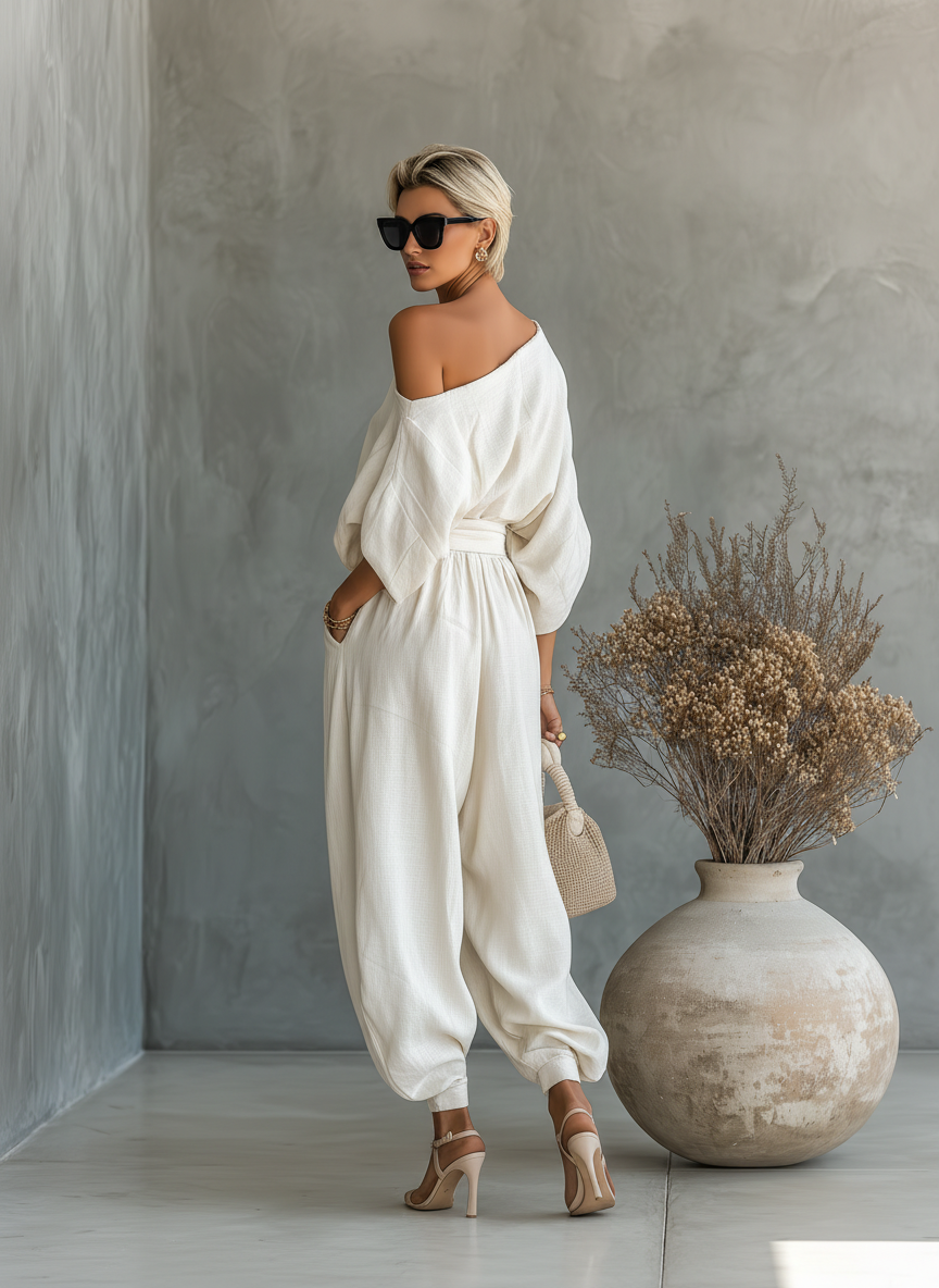 Lisa | Top a spalle scoperte e pantaloni aderenti