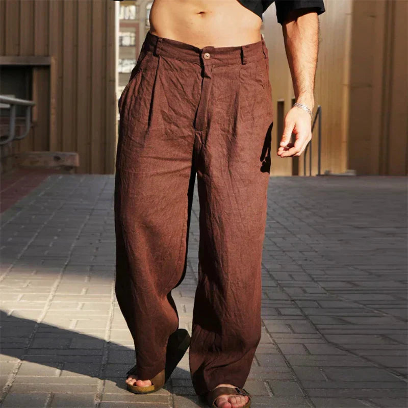 LUCIANO | Pantaloni in lino ampi