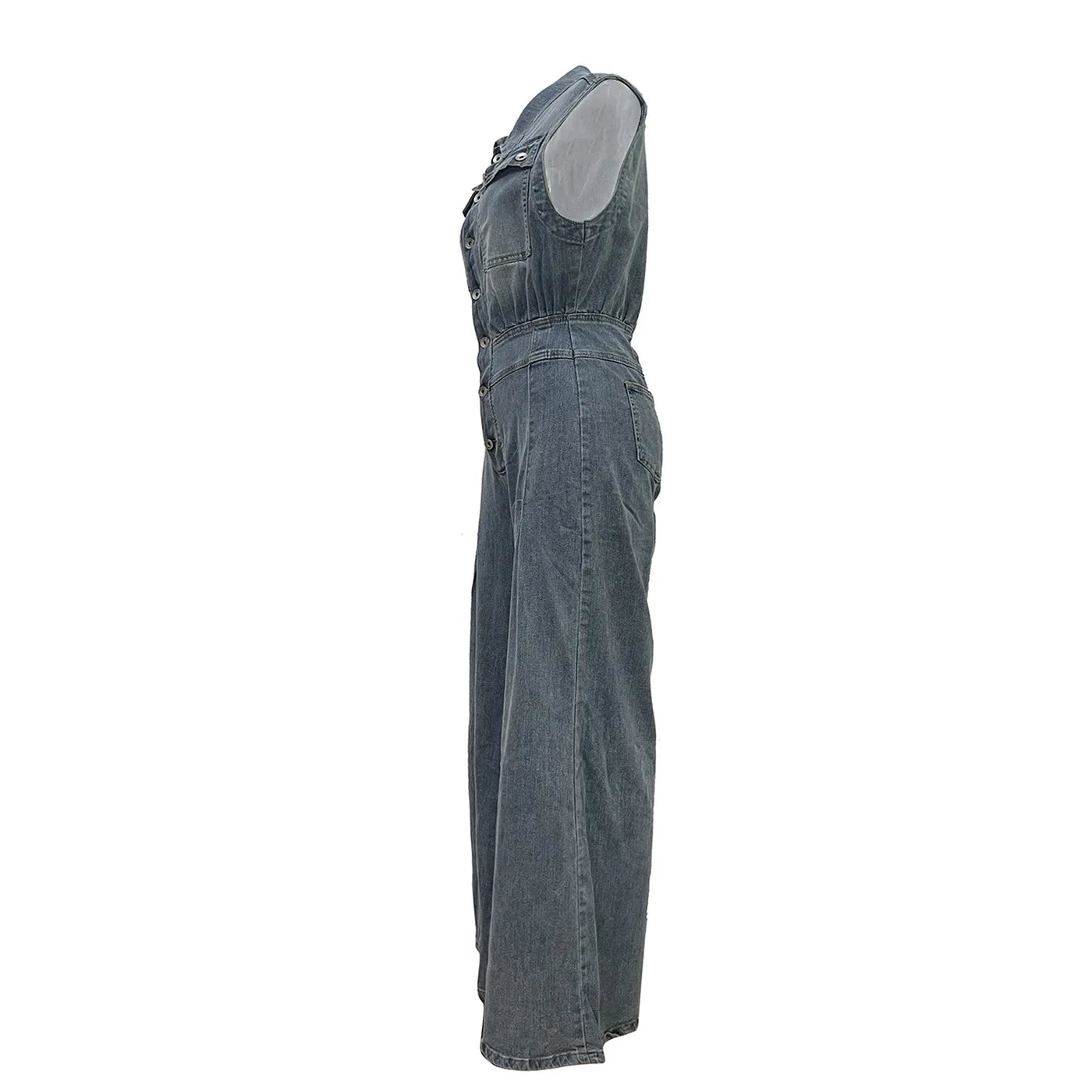 Stella | Tuta in denim a gamba larga con vita stretta