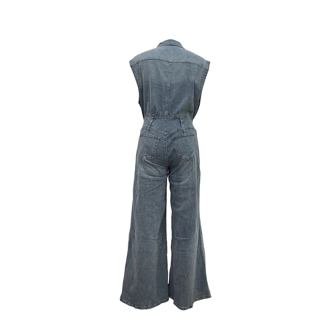Stella | Tuta in denim a gamba larga con vita stretta