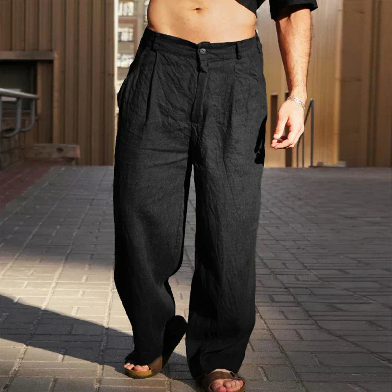 LUCIANO | Pantaloni in lino ampi