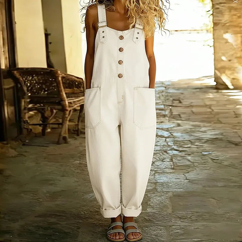 Saylor | Salopette effetto vintage in morbido denim con spalline regolabili