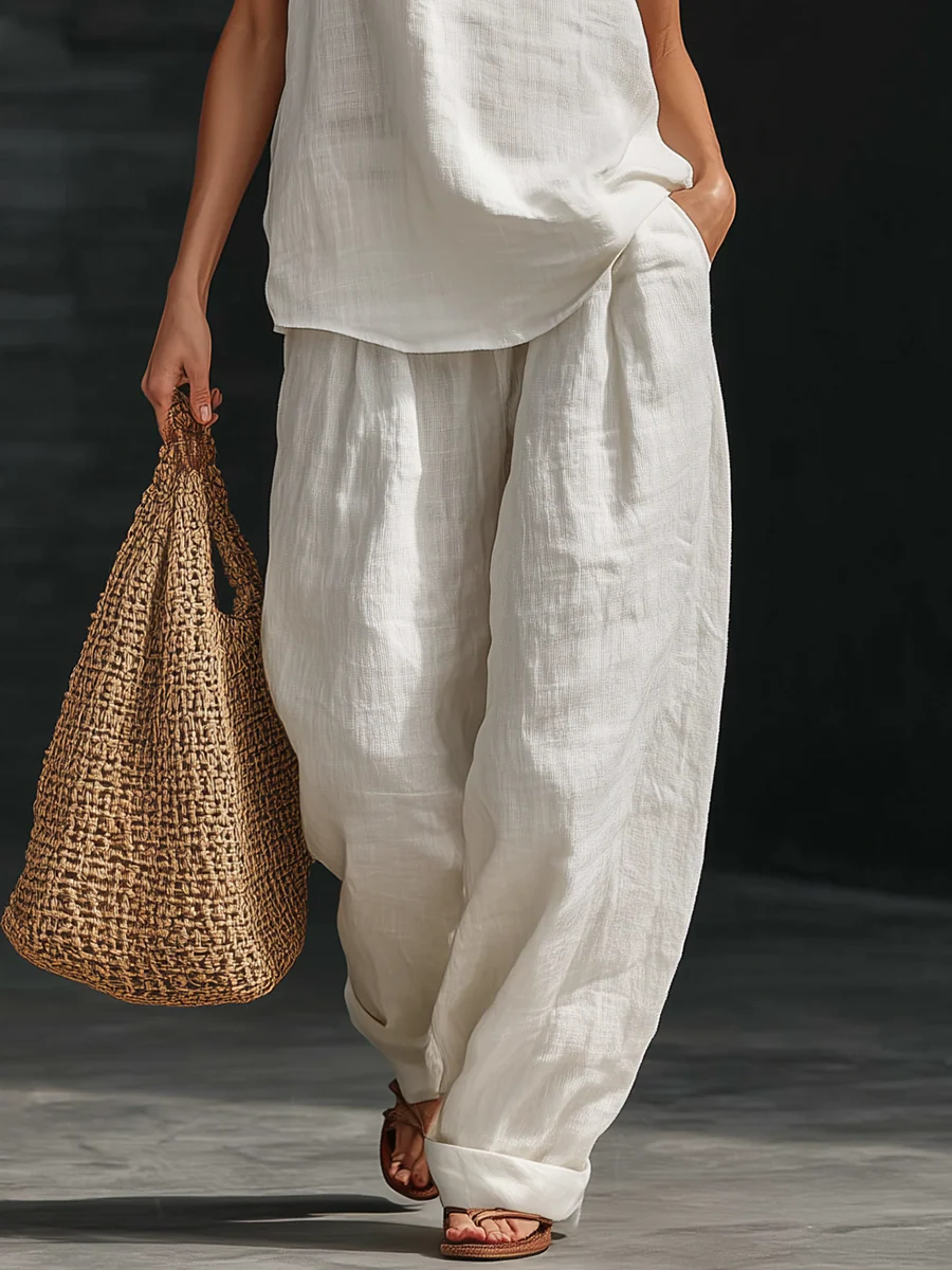 Zoe | Completo senza maniche con pantaloni a gamba larga