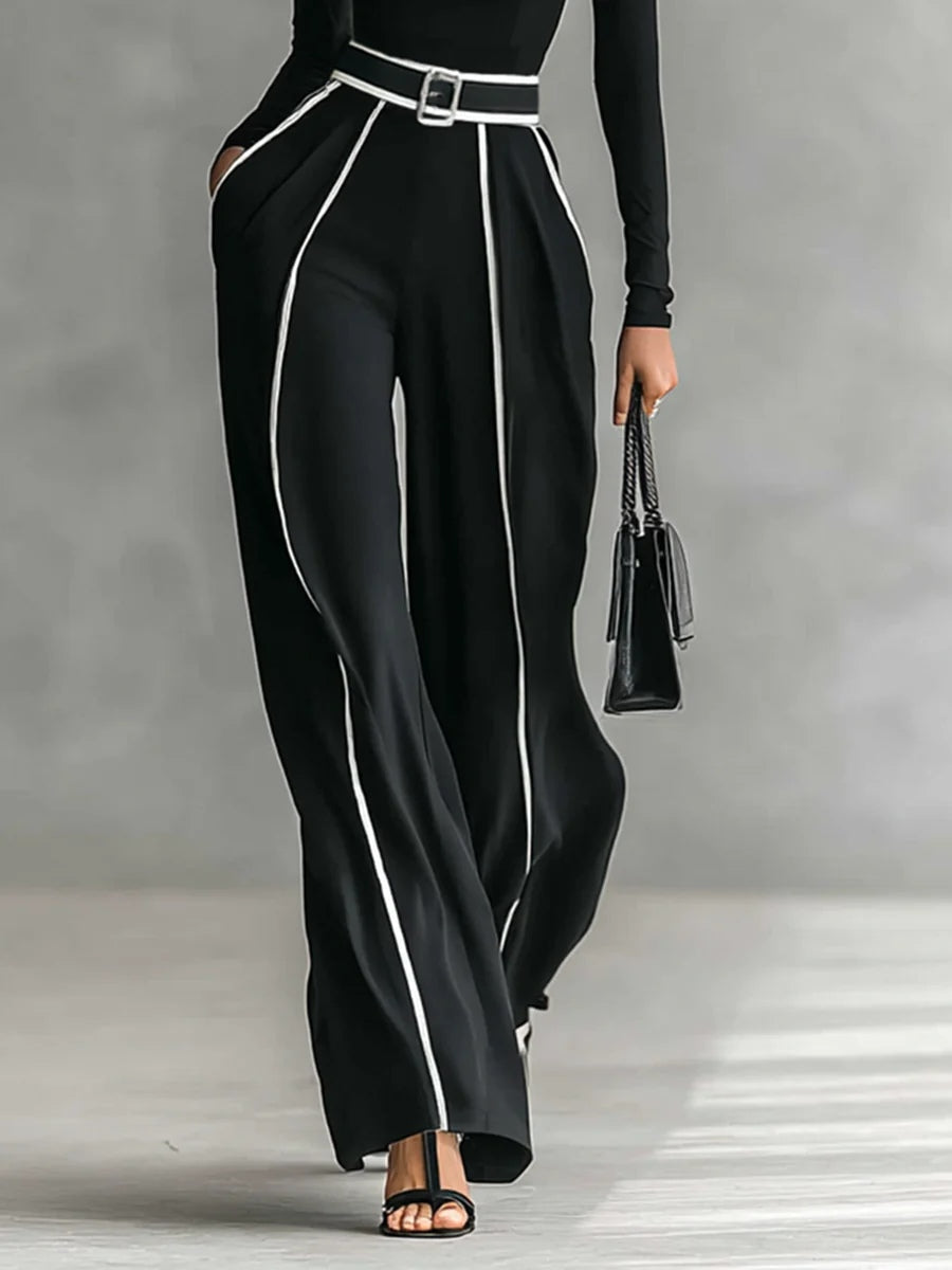 Solana | Set dolcevita a maniche lunghe e pantaloni a gamba larga con cintura